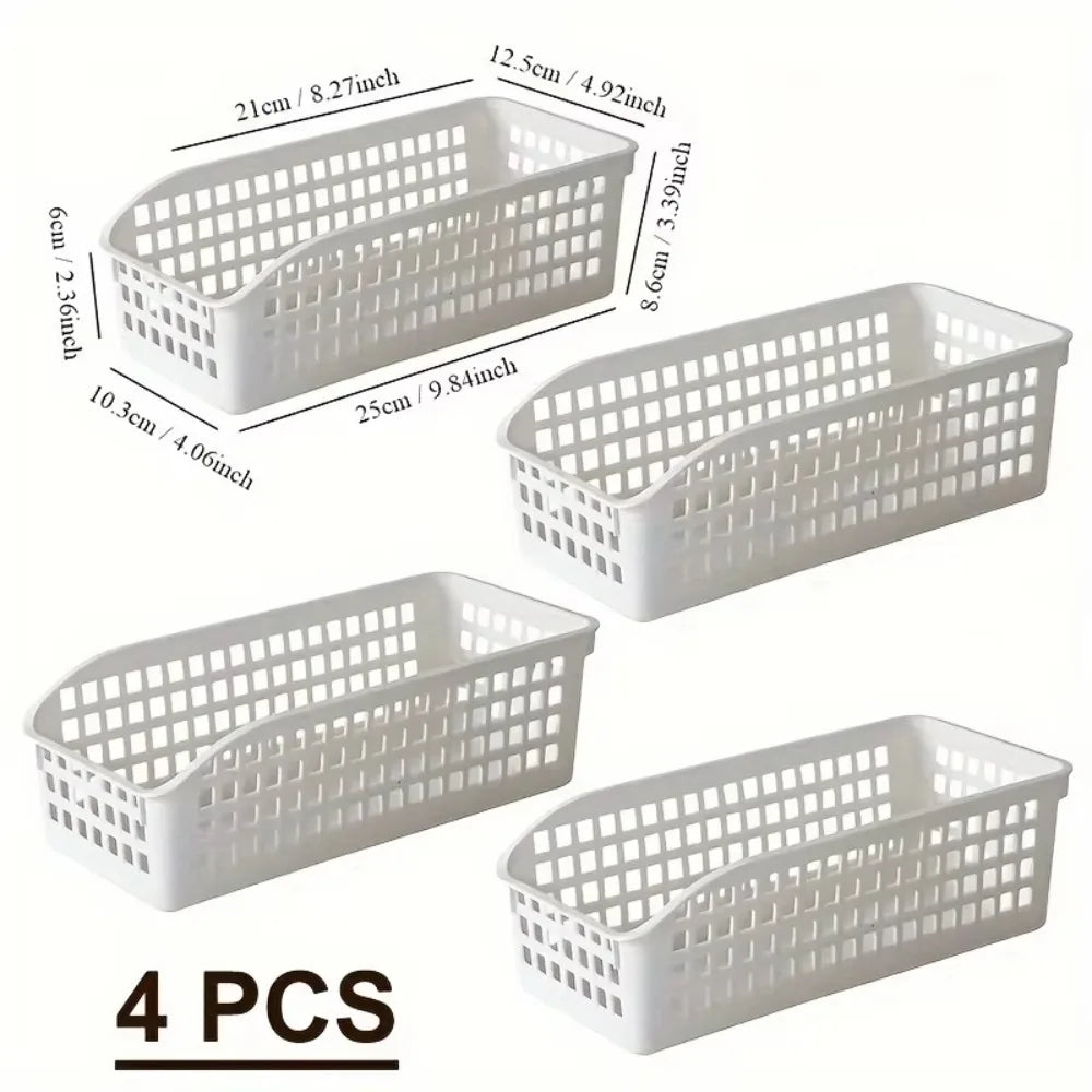 4pcs Stackable Storage Basket Set-Multifunctional Plastic Storage Box,Suitable for Books, Snacks,etc.Ideal Choice for Family