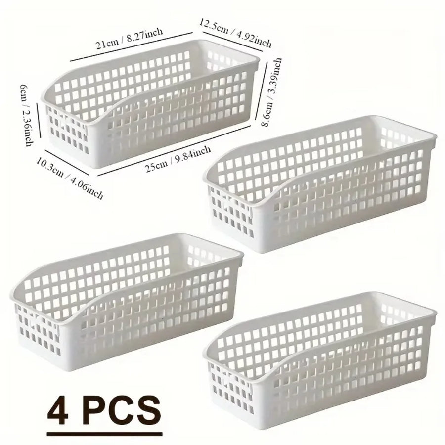 4pcs Stackable Storage Basket Set-Multifunctional Plastic Storage Box,Suitable for Books, Snacks,etc.Ideal Choice for Family