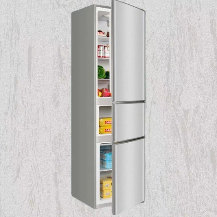 158L Low-price Three-door Cooler Refrigerator in Silver for Families Rented Houses with Freezing and Refrigeration Functions