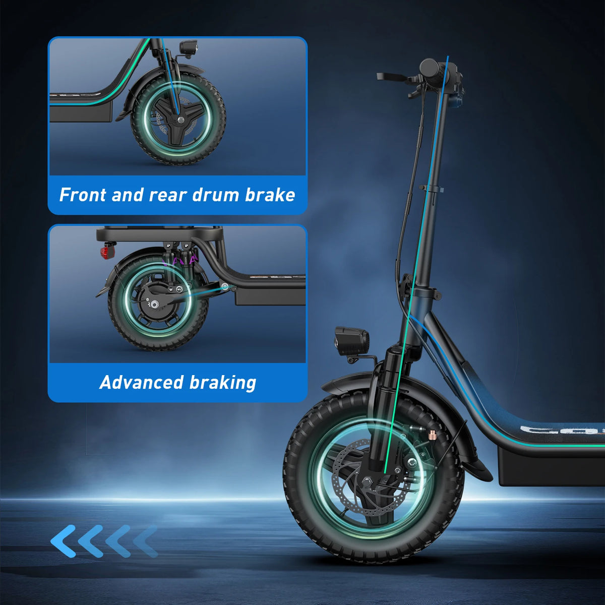 UPlee GQ8 Electric Bike For Adults 500W Scooter EBike With 14" Tire 48V 15AH LED