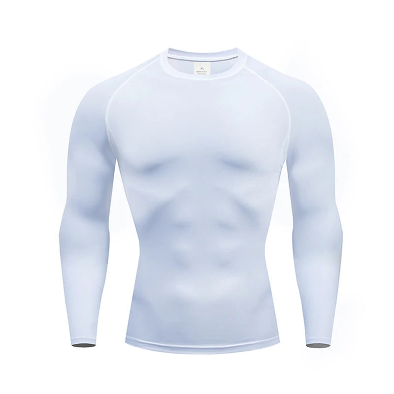 1pcs Men's Long-sleeved Thermal Underwear Male Thin Tight Fitting Fast Dry Elastic Fitness Tops Man Autumn Winter Sprots Wear