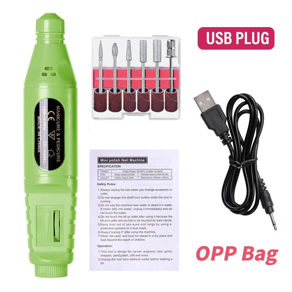 Electric Nail Drill Machine Set Pedicure Grinding Equipment Mill For Manicure Professional Strong Nail Polishing Tool