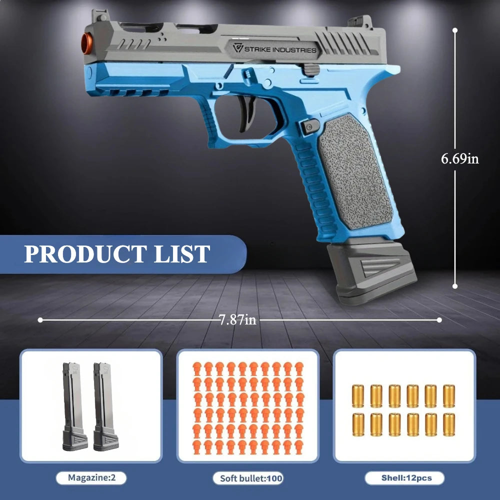 USP Shell Ejecting Soft Bullet Toy Gun Automatic Pull Back Action Shell Throwing Continuous Firing Shooting Games Christmas Gift