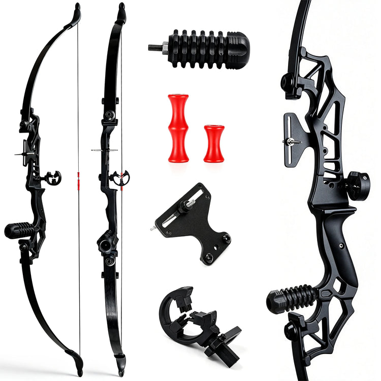 Metal Riser Recurve Bow Set for Adults, 20-40lb Aluminum Takedown Bow, Ambidextrous Competition Target Bow Kit, Ships from US