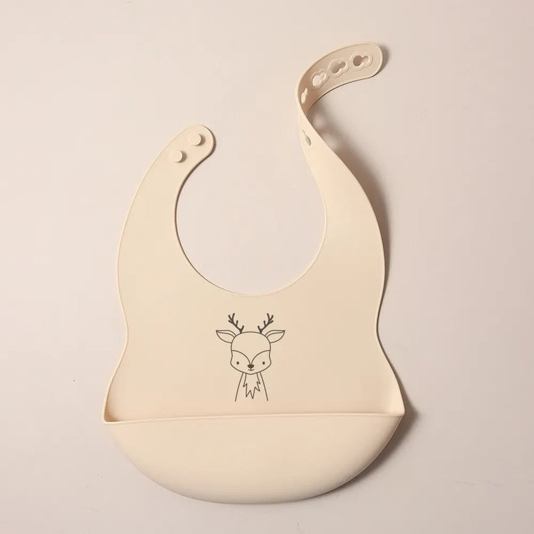 Custom Silicone Baby Bib with Name & Cartoon Print Pattern Food-Grade Solid Feeding Bib DZ13