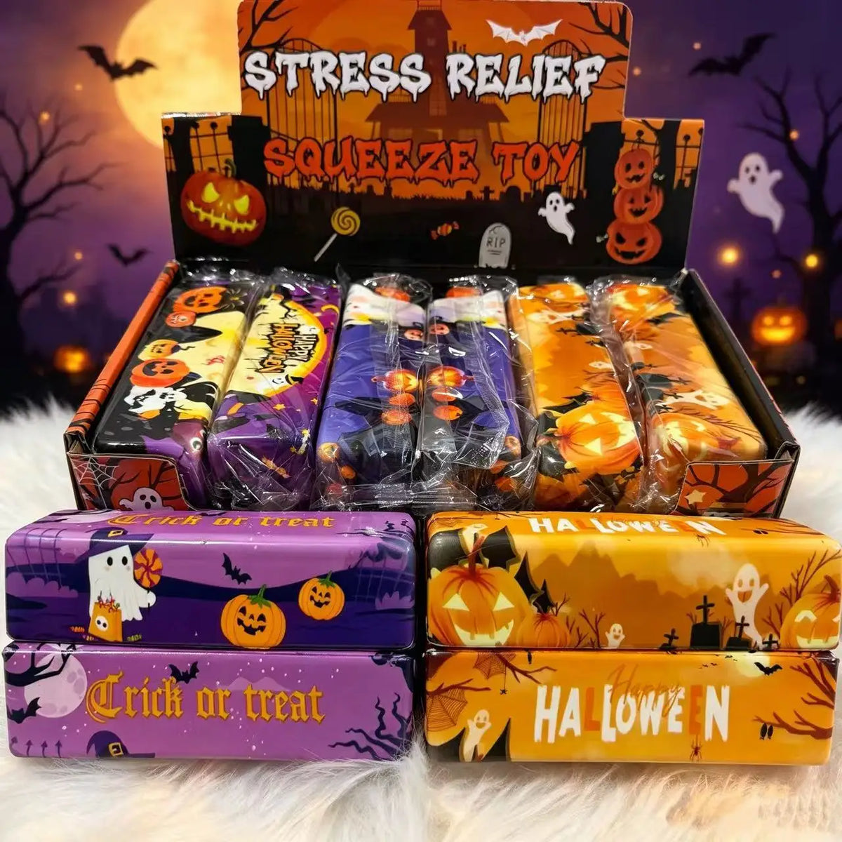 Halloween Slow Rising Butter Stick Squishy Toy Soft Wet Elastic Squeeze Toy Portable Stress Relief Fidget Toy for Anxiety