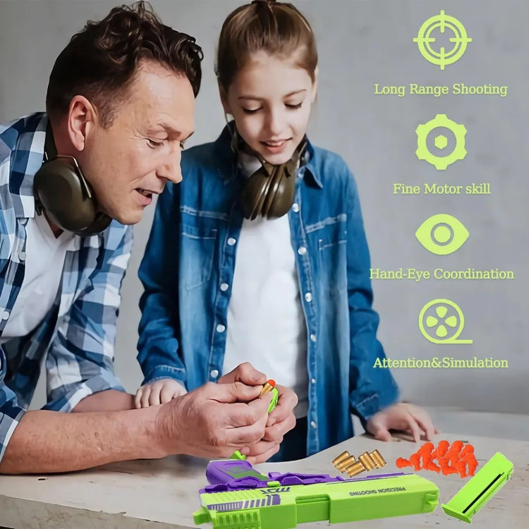 USP Shell Ejecting Soft Bullet Toy Gun Automatic Pull Back Action Shell Throwing Continuous Firing Shooting Games Christmas Gift