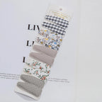 10Pcs/Lot Ins 6cm Flower Print Cotton Alloy Hair Bow Snap Clips Set Fabric Plaid Bobby Hairpins Hairgrips Girls Kids Headwear