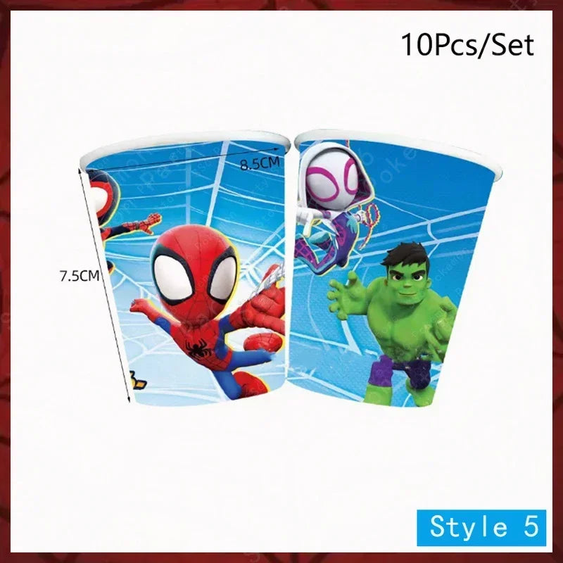 Spiderman Birthday Party Decorations Set Disposable Tableware Napkins Cup Plate Spidey and His Amazing Friends Birthday Supplies