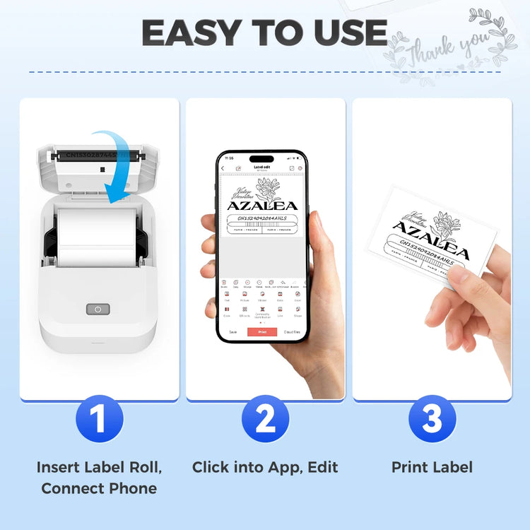 Marklife X2 Mini Printer Label Inkless Bluetooth Portable Adhesive Sticker Label Machine DIY Name Tag Barcode or 1PK Label Paper