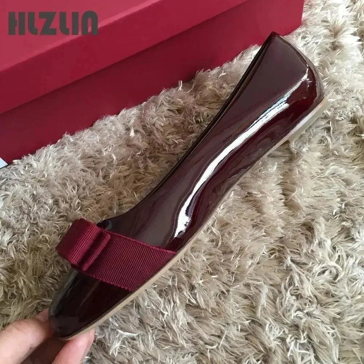 JP GPBD Ballet flats new leather round head shallow bow multifunctional single shoes women's leather bow bow design