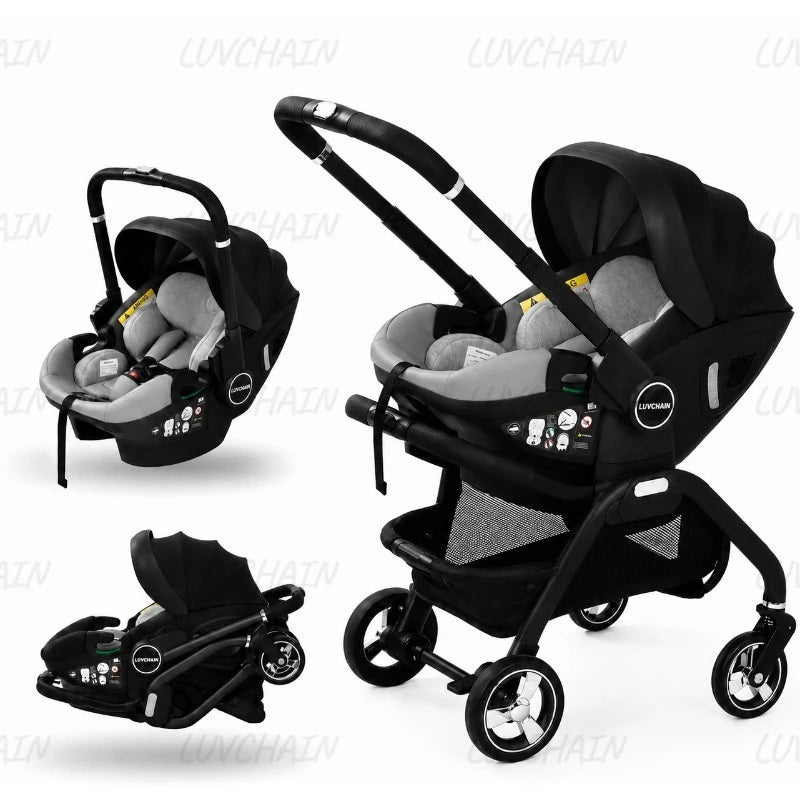 3-in-1 Baby Stroller, Baby Safety Seat, Newborn Sleeping Basket, Portable with 5 Color Choices Suitable for Ages 0-3
