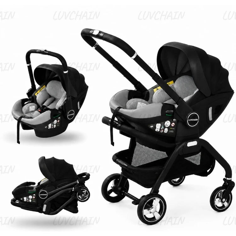 3-in-1 Baby Stroller, Baby Safety Seat, Newborn Sleeping Basket, Portable with 5 Color Choices Suitable for Ages 0-3