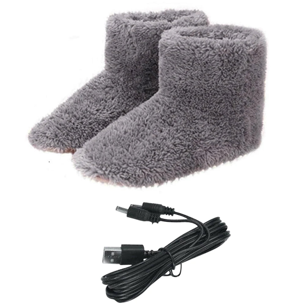 Women Men Electric Heating Shoes Washable USB Heated Shoes Couples Home Shoes for Winter