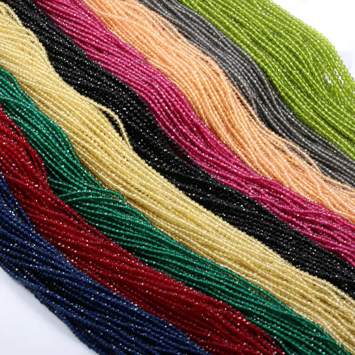 5 Strands 2mm 3mm Natural Stone Small Beads Hydro Round Faceted Crystal Spacer Glass Beads Bracelet DIY Jewelry Making Necklace