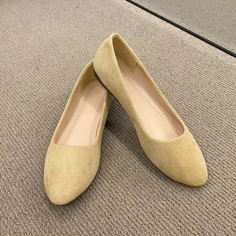 Fashion new coat Solid color large light mouth women's suede comfortable flat shoes women's Zapatos De Mujer