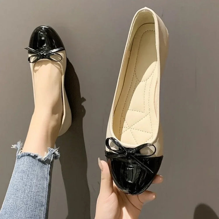 Ballerina Mother's Shoes Women's Flat Shoes Comfort Non-slip Ladies Loafers Leather Flats Elegant Bowknot Women's Single Shoes