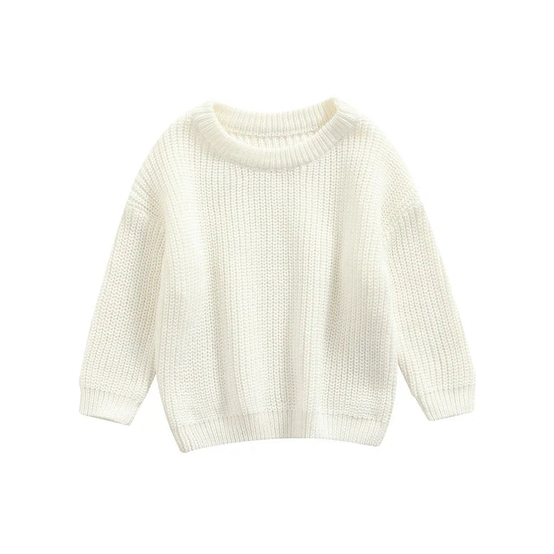 Autumn Baby Girls Boys Sweaters Coat Kids Knitting Pullovers Tops Baby Boys Girls Solid Color Basic Cotton Long Sleeve Sweater