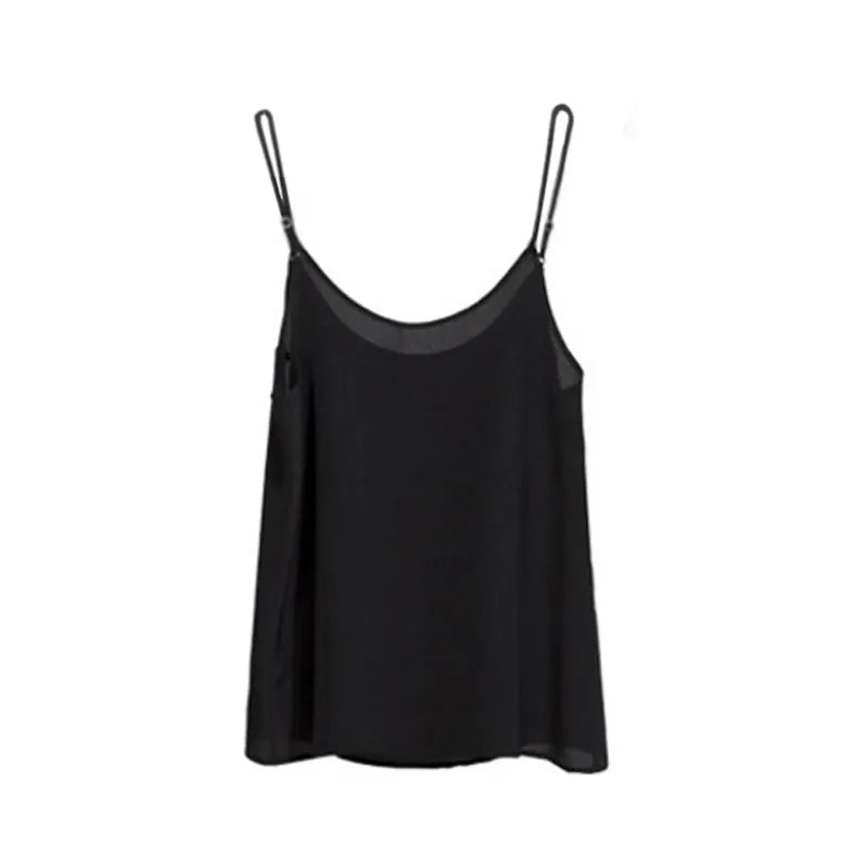 Women's 100% Mulberry Silk Camisole, Suitable for Wearing Outside or as an Inner Layer, with Adjustable Shoulder Straps
