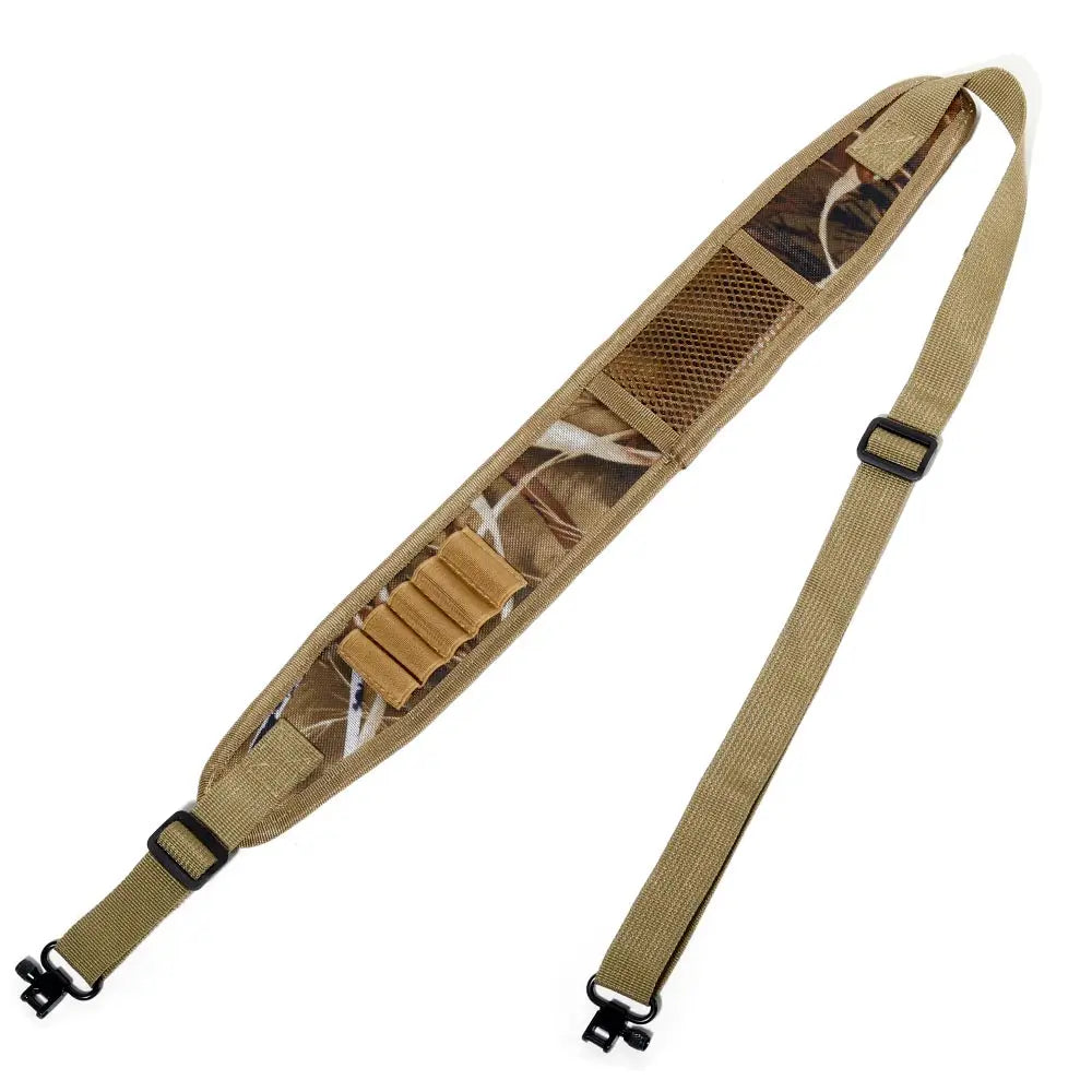 Adjustable Rifle Sling with Shell Holders & Storage Pocket, Anti-Slip Comfort Gun Sling for Hunting Shooting Outdoor
