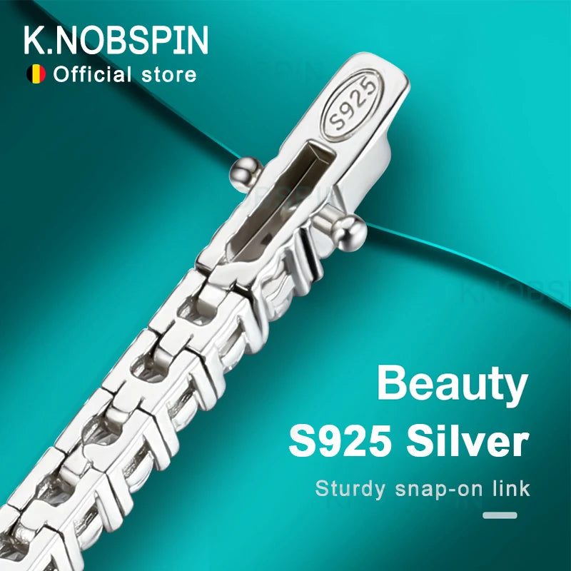KNOBSPIN 2mm D Color Moissanite Tennis Bracelets for Woman Man Sparkling Diamonds with GRA s925 Sterling Sliver Hip Hop Bracelet