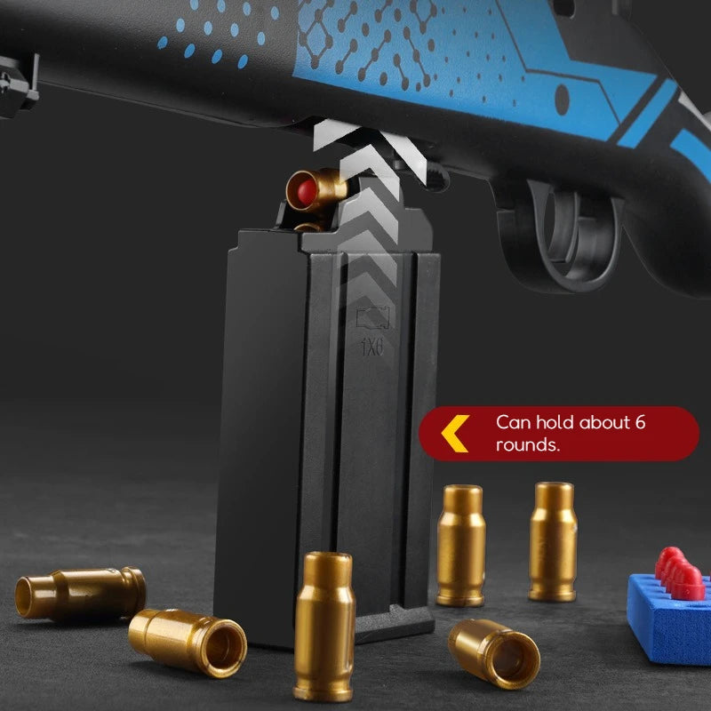 98K Shell Ejection Soft Dart Toy Gun with Scope Bipod 8 Shells 10 Foam Darts Sniper Rifle Foam Blaster Outdoor Backyard Play Toy