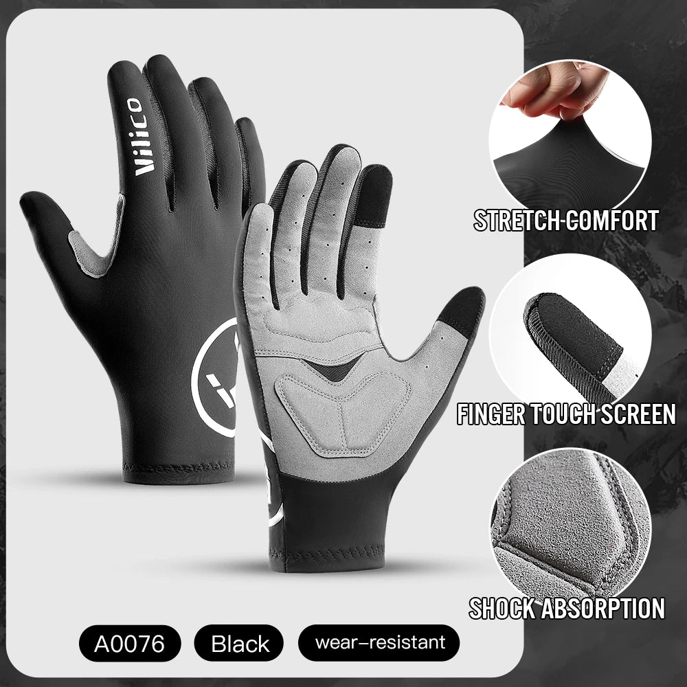Touch screen long all finger gel sports bicycle gloves MTB road bike riding racing men's and women's bicycle gloves