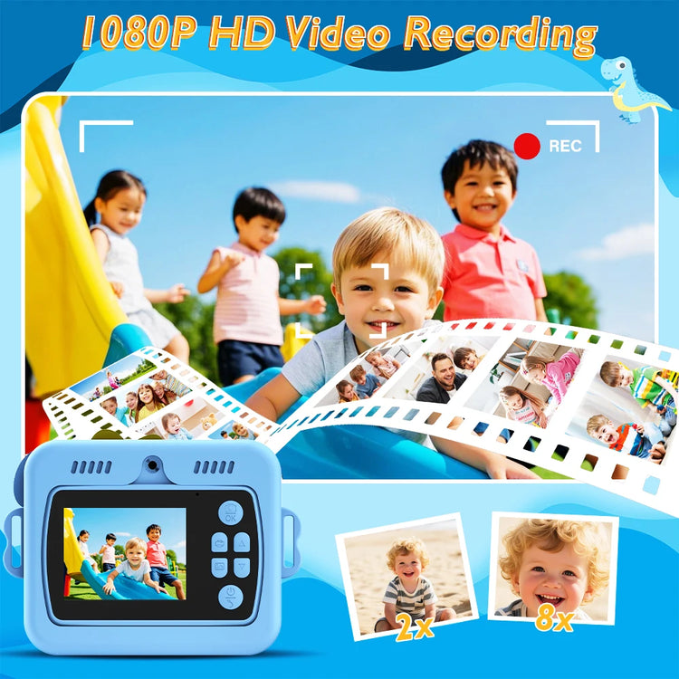 Digital Children Camera For Photography Mini Printer Portable Thermal Instant Print Photo Kids Camera 1080P HD Video Toy Birthday Festivals Gifts