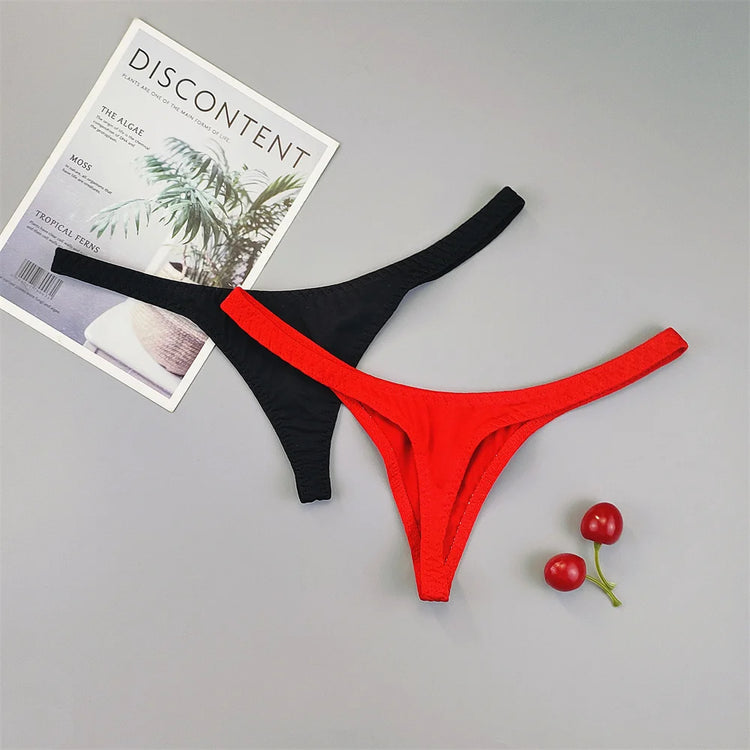 2Pcs Sexy Mini Micro Thongs Low Waist Seamless Female Underpants Comfortable Solid Bikini Underwear Women G String