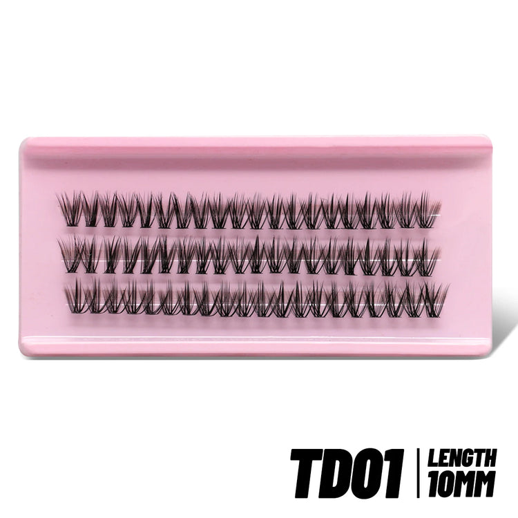 GROINNEYA Lash Clusters Kit Spikes Lash Individuals Eyelash Clusters D-Curly Lash Clusters Kit with Bond and Seal Makeup