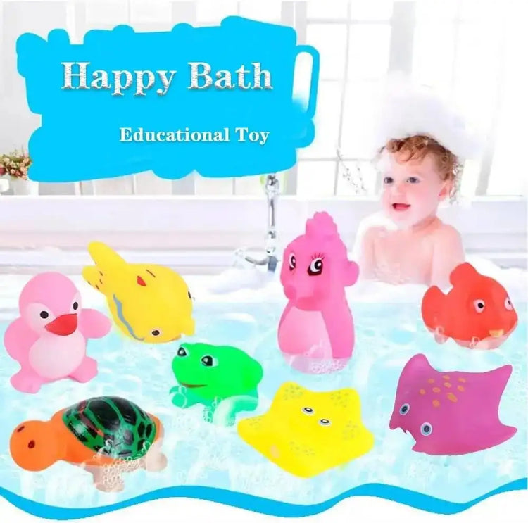 Bath Toys Rubber Sea Animals Toy 10pcs Squeaky Bathtub Floating Toys for Toddler Kids Preschool Water Play Pool Party Decoration