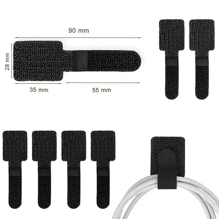 20Pcs Adhesive Cable Management Straps Reusable Self-Adhesive Cable Organizer Ties for Desk Wire Management