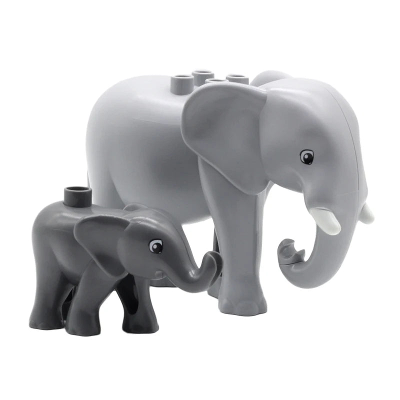 Big Building Blocks Animals Parts Zoo Sets Dinosaur Assemble Accessory Compatible Duplon Bricks Jurassic Toys for Children Gift