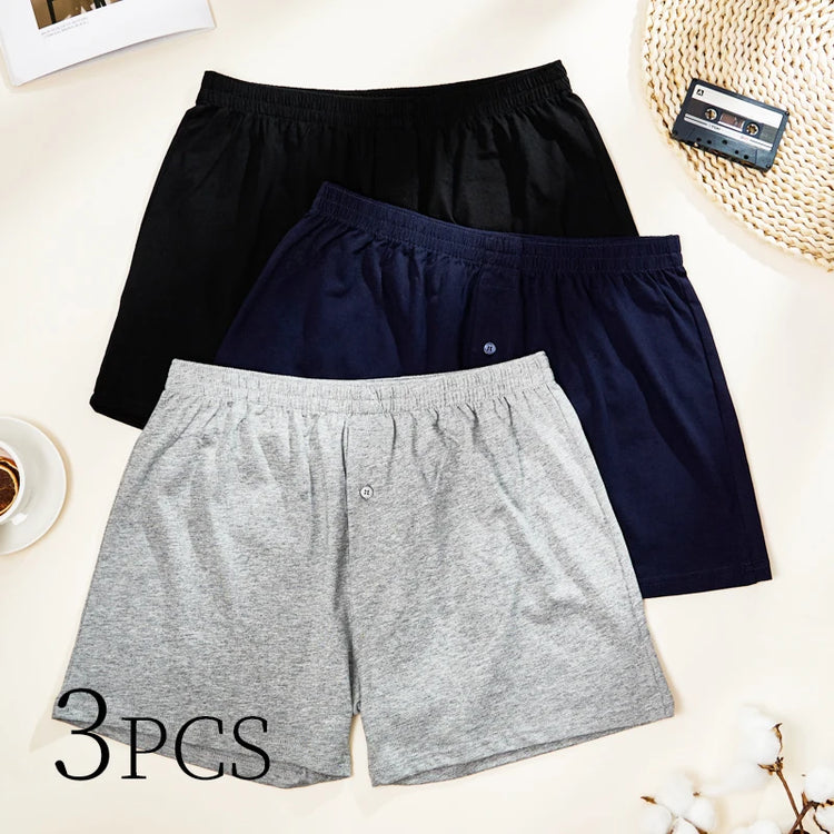 3PCS Cotton Soft Aloe Pants Breathable Comfortable Men's Underwear Home Leisure Loose Men's Panties Soft Seamless Boxer Briefs