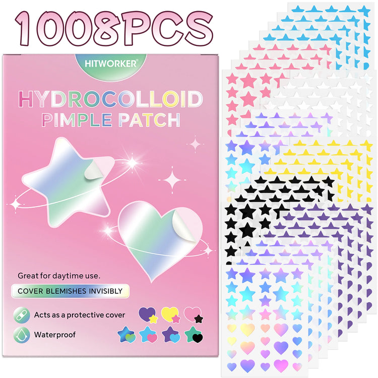 1008/504 Pieces/Box of Pimple Patches, Non Irritating Acne Stickers, High-Quality Salicylic Acid and Tea Tree Oil Acne Patches