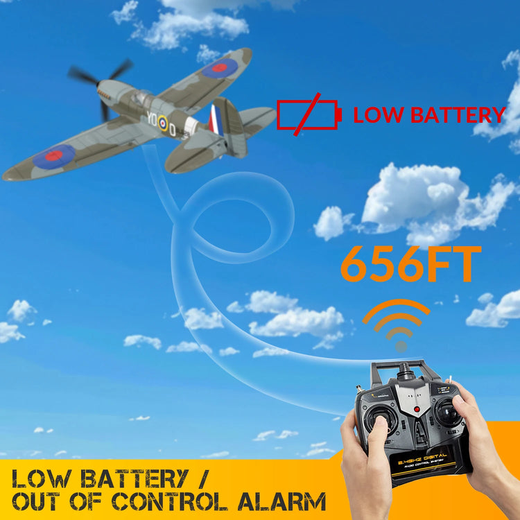 Volantex New Spitfire RC Plane EPP 400mm Wingspan RC Fighter One Key Aerobatic 2.4G 4CH RTF RC Plane