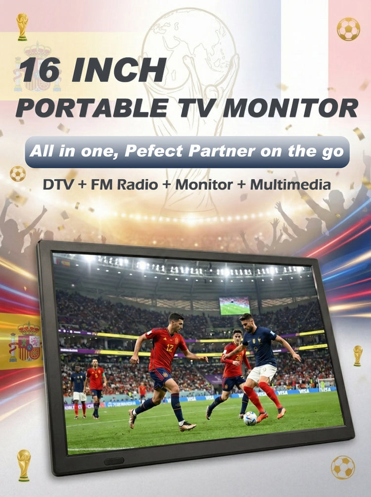 15.4" Portable Android Smart TV FHD LED LCD Digital Television with Built-in Battery DC 12V for Caravan Car Outdoor Camping