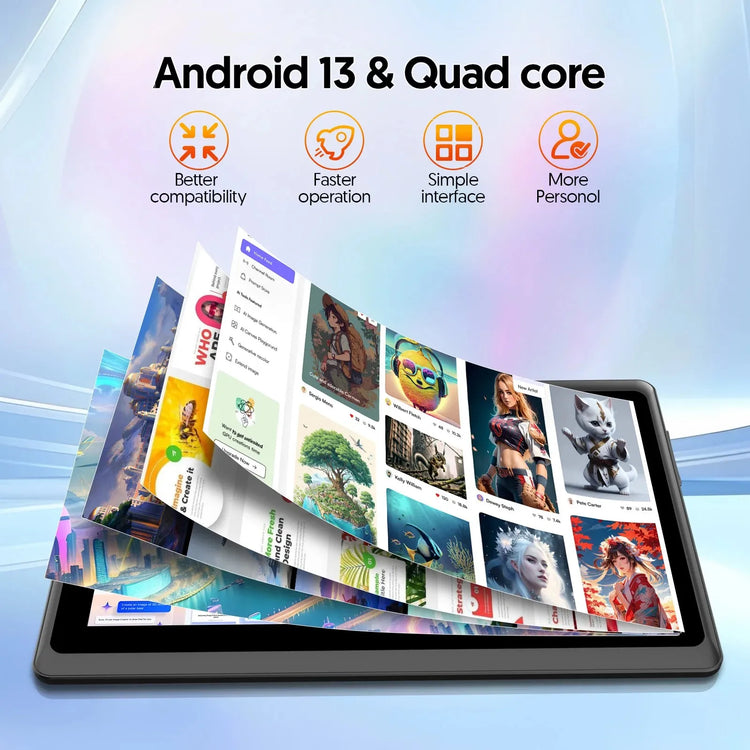 7-Inch Android 13 Tablet, 4 (2+2) GB RAM, 32GB Storage, 3500mAh Battery, HD 1024x600 IPS Display, Dual Cameras, WiFi, Bluetooth