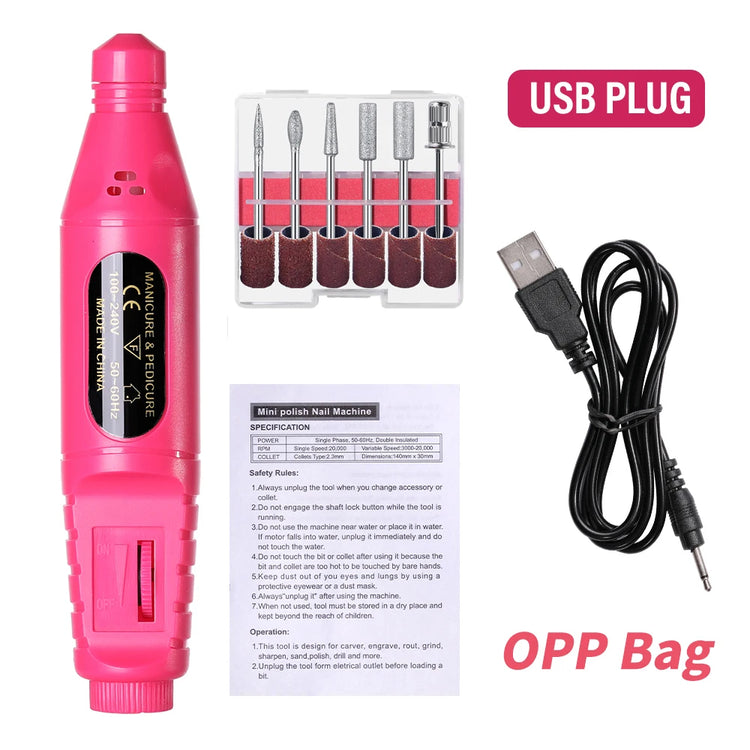 Electric Nail Drill Machine Set Pedicure Grinding Equipment Mill For Manicure Professional Strong Nail Polishing Tool