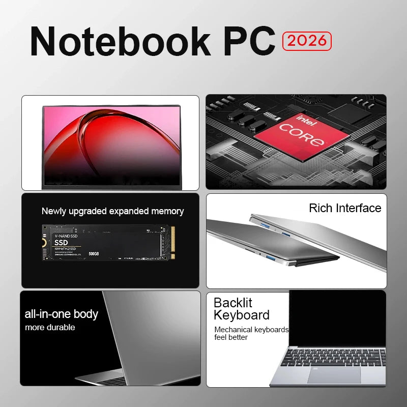 15.6" Gaming Laptop Intel I9 10980HK I3 6100 Laptop PC Gamer 16GB RAM 1/2TB SSD Fingerprint Unlock Backlit Notebook PC Computer