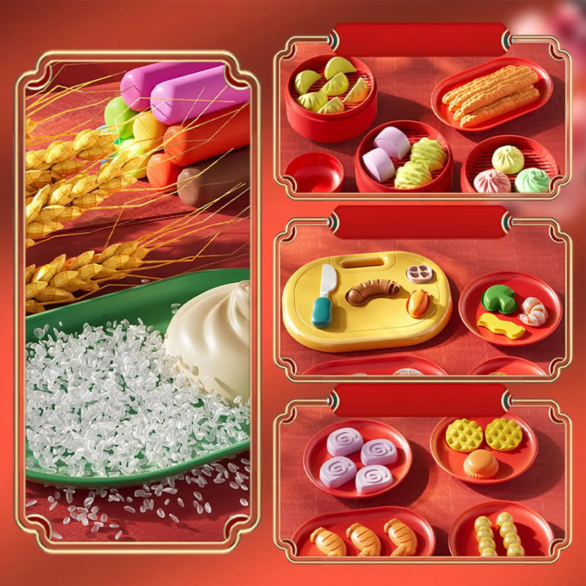 Chinese Kitchen Modeling Clay for Kids DIY Art Pretend Food Sculpting Kit for Boys Girls Birthday Party Holiday Craft Activities