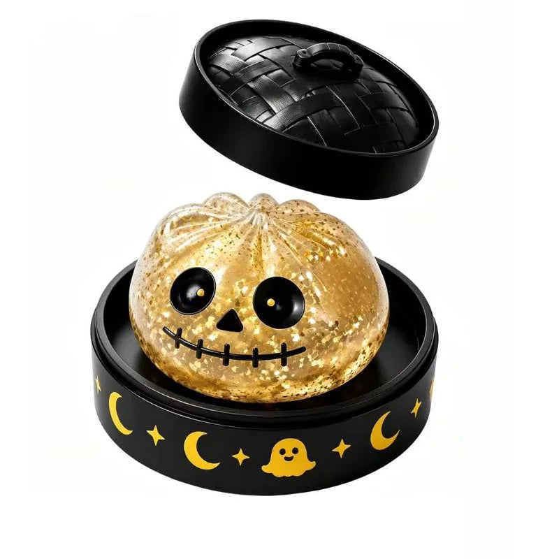 Halloween Dumpling Toy Pumpkin Squishy Toys Balls Glitter Slow Rising Pressure Stress Relief Fidget Toy for Party Adults Gift