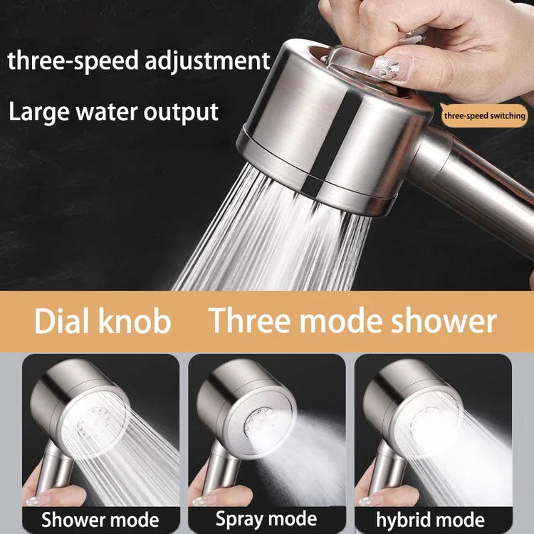 304 Stainless Steel Filter Pressure-Boosting Adjustable Handheld Showerhead Household Bathroom Shower Set Three-Speed Showerhead