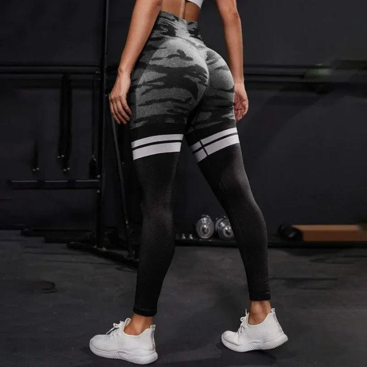 Striped Camo Leggings Women Seamless Knit Tights High Waist Hip Liftting Workout Running Fashion Slim Yoga Fitness Yoga Pants