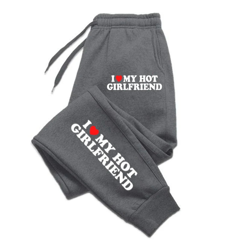 I Love My Hot Girlfriend Printing  Sweatpant Creative Fleece Sportpants Female Autumn Fashion Sweatpants For Women Sportswear