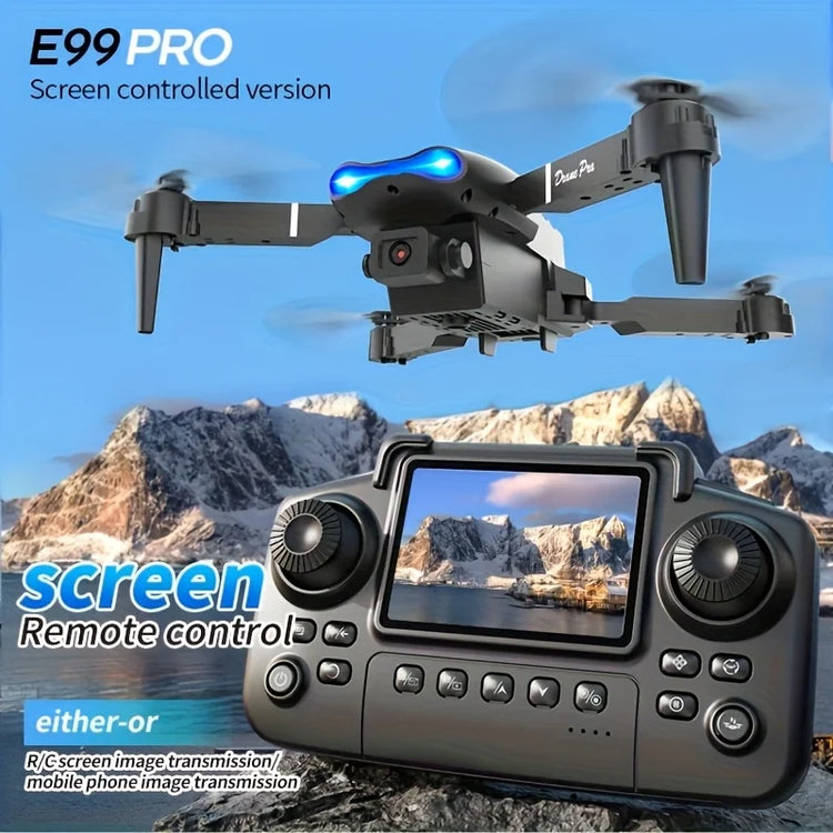 2026 Upgraded E99 PRO MAX Foldable Drone with Dual Camera 4K HD, Screen Remote Control, 2 Batteries 40Min Flight Time, One Key Return, LED Lights, Mini RC Quadcopter for Adults Beginners, Black Friday Christmas Gift