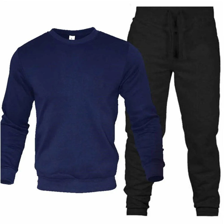 Men's Two-Piece Set O-Neck 2 Pieces Sets Tracksuit Hooded Sweatshirt +Drawstring Pants Male Sport Hoodies Running Sportswear