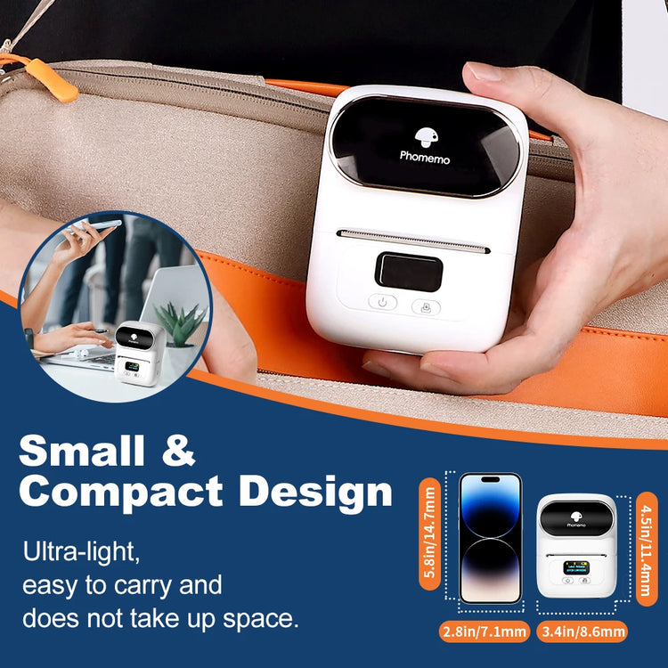 Phomemo Label Printer M110 Label Maker Barcode Label Printer for Address, Barcode, Clothing, Photo,Logo,Jewelry,Retail,Business