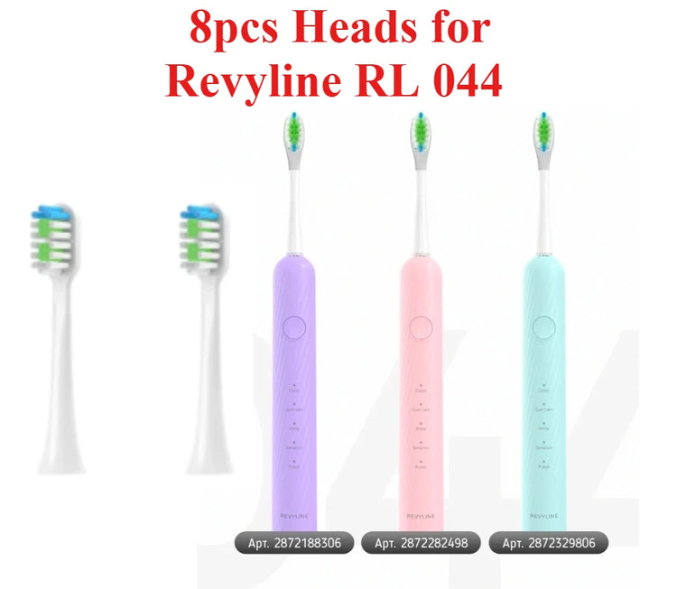 8pcs Replacement Toothbrush Heads for Revyline RL 044  Electric Toothbrush Accessories Nozzles Bristles Head for Revyline RL044