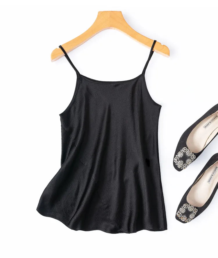 Women Sling 100% Natural Mulberry Silk Solid Colors Classical Top Camisole Vest Fashion Summer Beach M1548